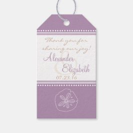 Lavender Sand Dollar Beach Wedding Guest Favor Presentetikett