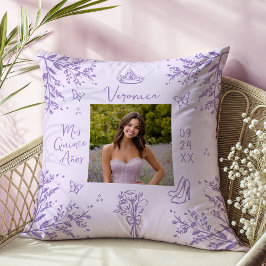 Lavender Scribble Photo Quinceanera Keepsaké Kudde