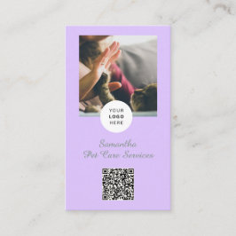 Lavender Script Business Card QR Code Service Menu Visitkort