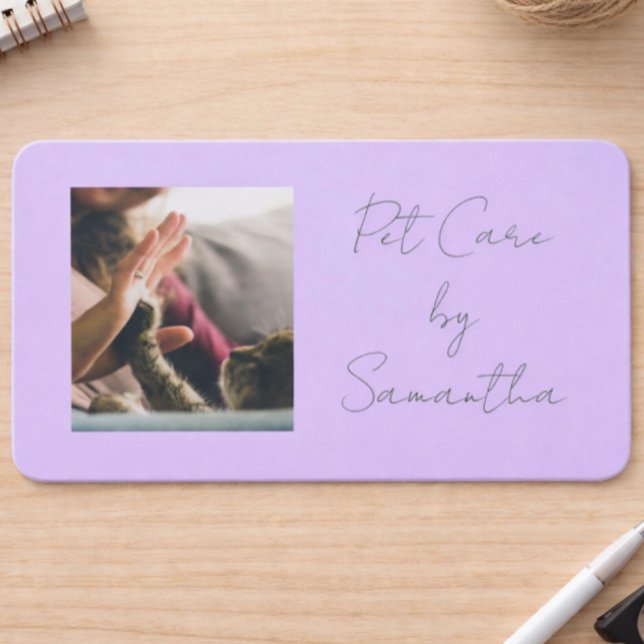 Lavender Script Business Card QR Code Service Menu Visitkort (Skapare uppladdad)