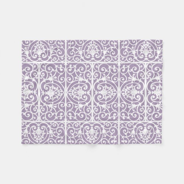 Lavender scrollwork mönster fleecefilt (Framsidan (Horisontell))