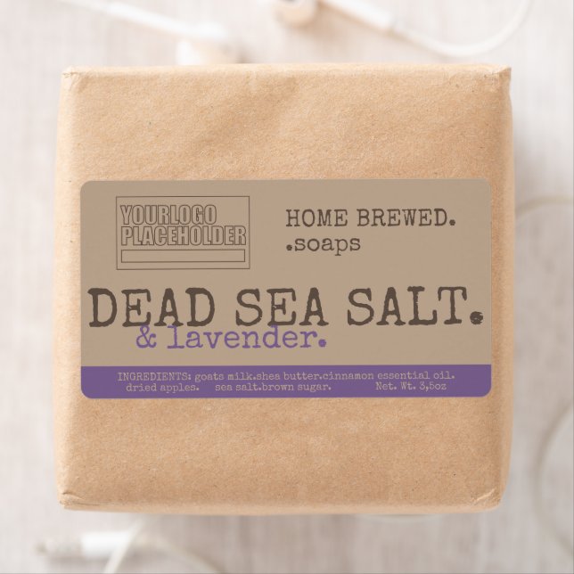 Lavender Sea Salt med Logotyp Trendig Rustic Vinta Fraktsedel (Insitu)