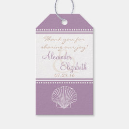 Lavender Seashell Bröllop Guest Favor Tack- Presentetikett