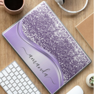 Lavender Sequin Glitter Handskriftlig Calligrafi HP Laptopskin