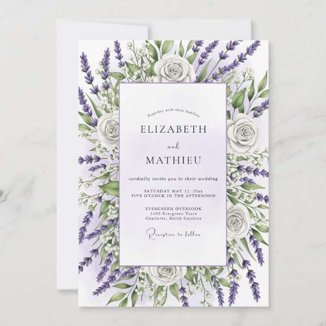Lavender Serene Countryside Wedding Inbjudningar (Framsida)