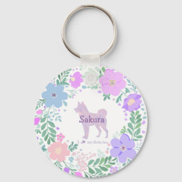 Lavender Shiba Inu Silhouette Custom Name & Photo Nyckelring