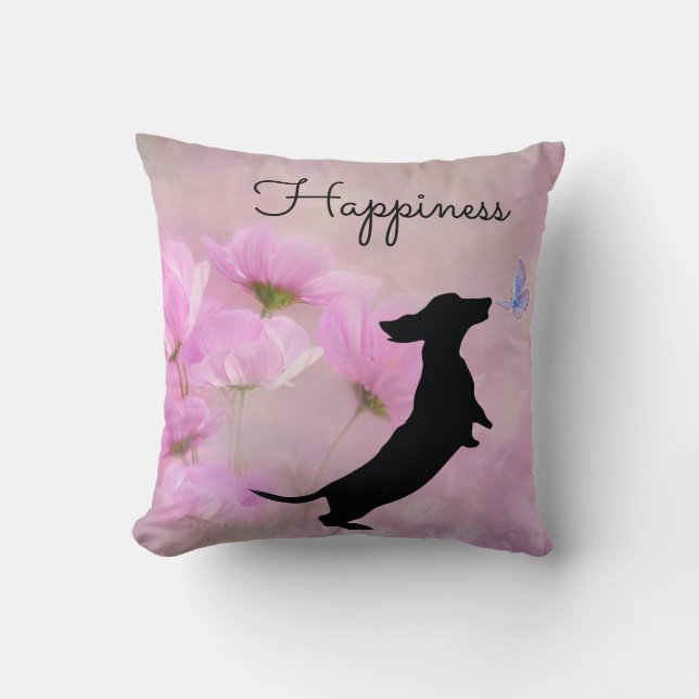 Lavender Silhouette Two Sided Dachshund Pillow Kudde (Framsida)