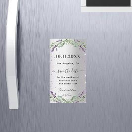 Lavender silver bröllop spara datum magnet