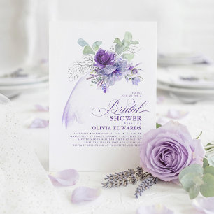 Lavender Silver Elegant Modern Boho Möhippa Inbjudningar