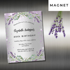 Lavender silver eucalyptus luxury magnetisk inbjudningskort
