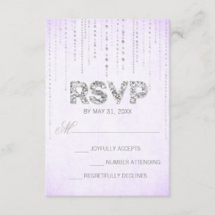 Lavender & Silver Glitter-vykort för Bröllop OSA Kort