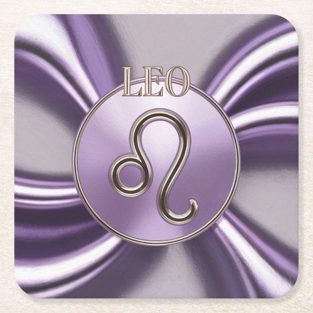Lavender Silver Leo Underlägg uppsättning Papper Kvadrat (Framsidan)