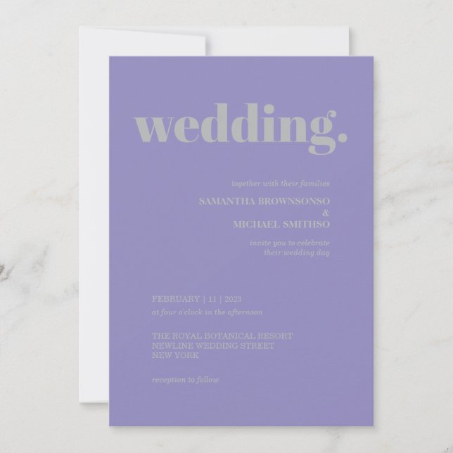 Lavender Silver Minimal Earth Tone Wedding Inbjudningar (Framsida)