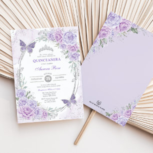 Lavender Silver Quinceanera Mis Quince 15 Anos Inbjudningar