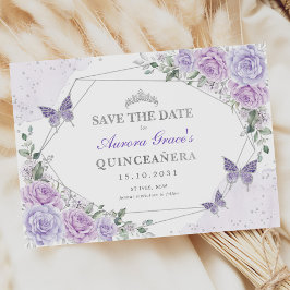 Lavender Silver Ro Quinceanera Spara datum Meddelande