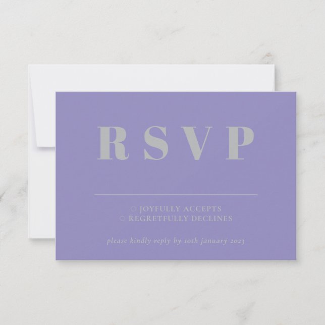 Lavender Silver RSVP Wedding Response OSA Kort (Framsida)