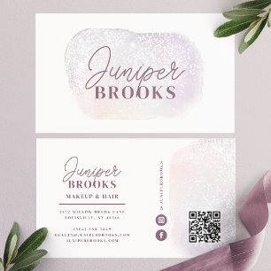 Lavender Silver Social Media QR-kod Glitter Visitkort