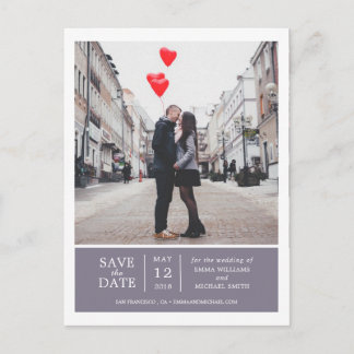 Lavender Simple & Modern Photo Save Date Meddelande Vykort
