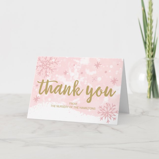 Lavender Snöflingor Winter Baby Shower Tack C Kort (Framsida)