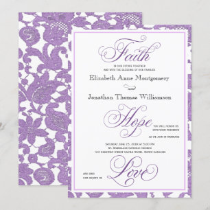 Lavender Snöre Christian Wedding-inbjudan Inbjudningar