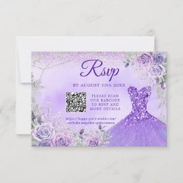 Lavender Snowflake jul Quinceañera 15:e QR OSA Kort