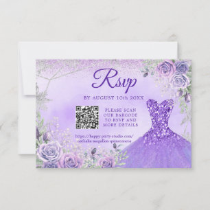 Lavender Snowflake jul Quinceañera 15:e QR OSA Kort
