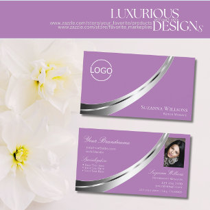 Lavender Snyggt Silver Decor med Logotyp och foto Visitkort