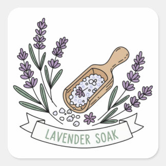 Lavender Soak Bath Salt Label | Spa Fyrkantigt Klistermärke