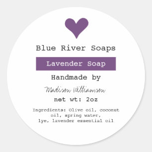 Lavender Soap Handmade with Ingredients list Runt Klistermärke