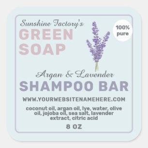Lavender Soap Shampoo Pub Pastel Blue Lila Fyrkantigt Klistermärke