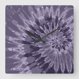 Lavender Spiral Tie Dye Clock Fyrkantig Klocka