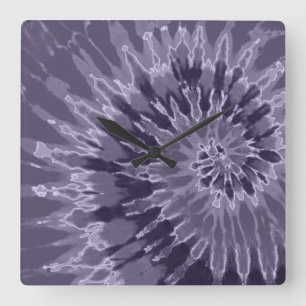 Lavender Spiral Tie Dye Clock Fyrkantig Klocka
