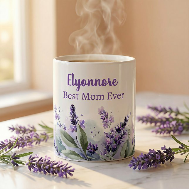 Lavender Spring Floral Bästa mamma någonsin Kaffemugg (Skapare uppladdad)