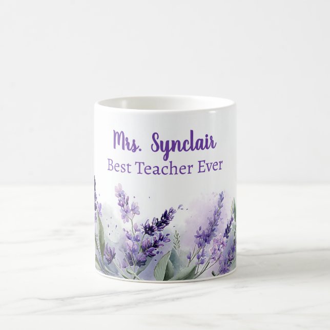 Lavender Spring Floral Best Teacher Appreciation Kaffemugg (Center)