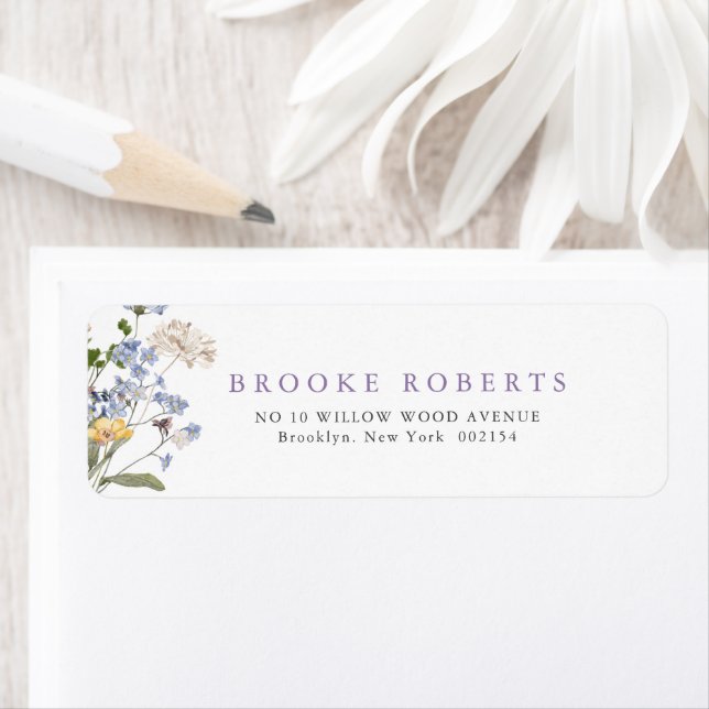 Lavender Spring Wildflower Meadow Garden Address Returadress Etikett (Insitu)
