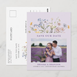Lavender Spring Wildflower Meadow  Save the Date Vykort