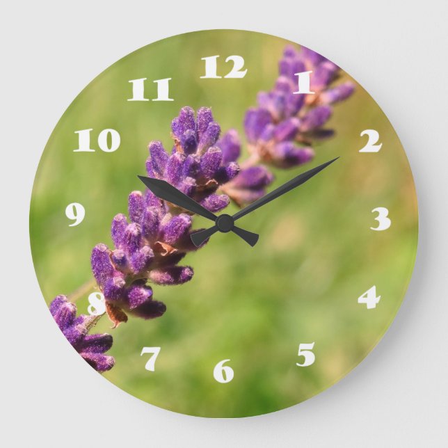 Lavender Stalk Photo Wall Clock Stor Klocka (Framsida)