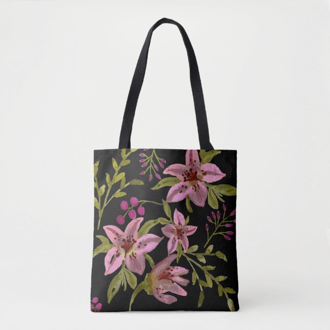 Lavender Star Flower Watercolor Tote Tygkasse (Framsida)
