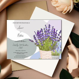 Lavender Stems i Basket Cute Watercolor Bröllop Magnetisk Inbjudningskort