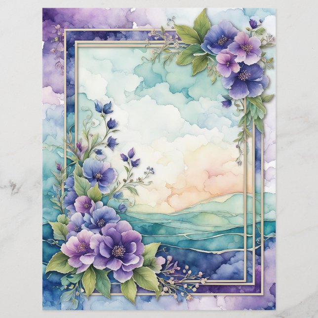 Lavender Stollig Konstnärlig Blommigt Gräns Pappra (Framsida)