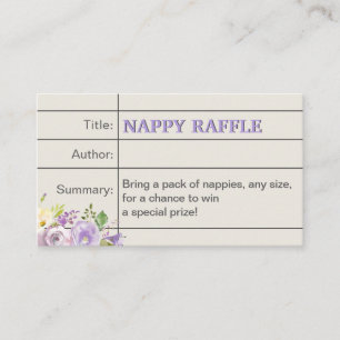 Lavender Storybook Flicka Shower Nappy Raffle Tilläggskort