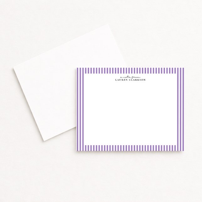 Lavender Stripe Border Note Card Inbjudningar (Skapare uppladdad)