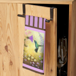 Lavender Stripe Hummingbird Kitchen Towel Kökshandduk