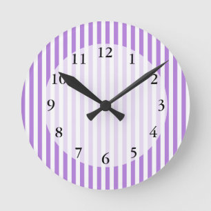 Lavender Stripe Mönster Rund Klocka