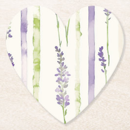 Lavender Stripes Floral Baby Shower Underlägg Papper