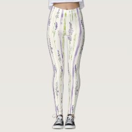 Lavender Stripes Floral   Leggings