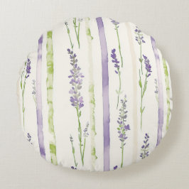 Lavender Stripes Floral   Rund Kudde