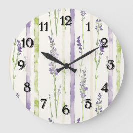 Lavender Stripes Floral   Stor Klocka