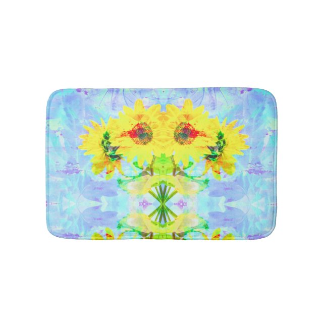 Lavender Sunblommor Bath Mat Badrumsmatta (Framsidan)