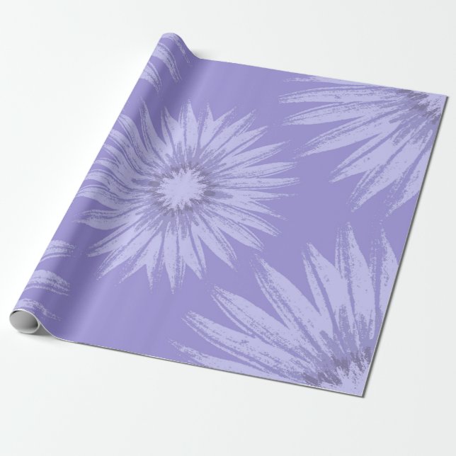 Lavender Sunblommor på Lilan Presentpapper (Utrullad)